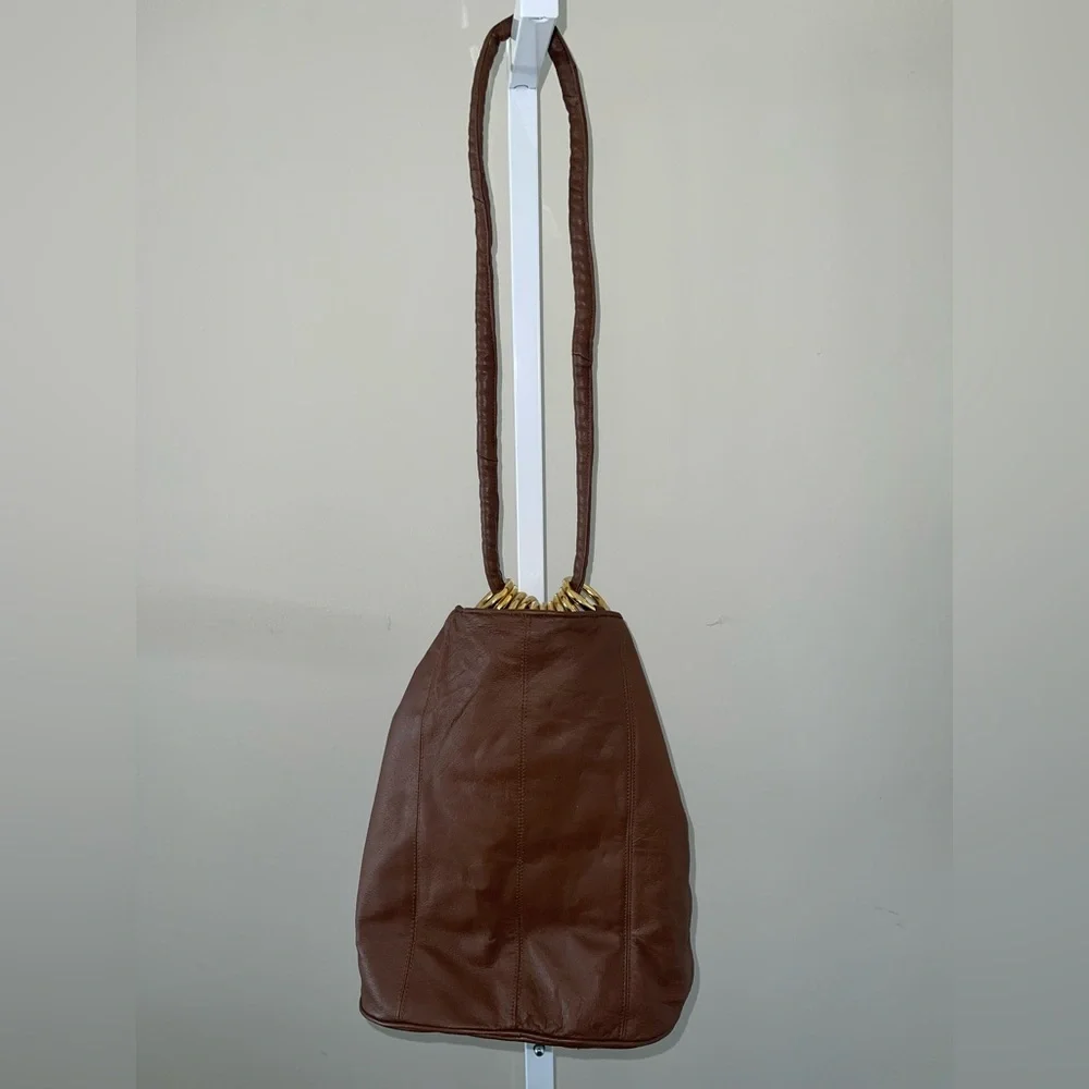 La Covina Vintage Elegant Brown Leather Shoulder Bag
